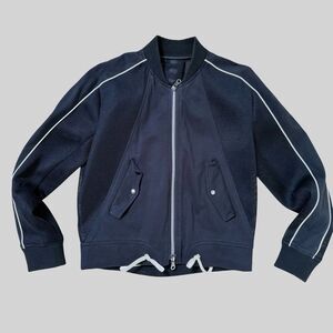 Comme Ca Ism Contemporary Mesh Mixed Media Details Bomber Jacket in Black M